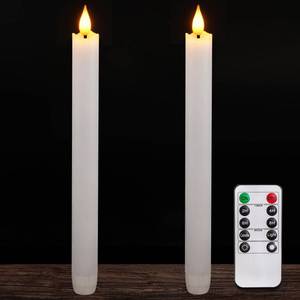 lot 16398 image: Homemory 2 Pcs White Flameless Taper Candles with Remote and Timer, Real Wax Made 9.6 Battery Operated Candle Stick Flickering, Led Taper Candles with Lifelike Flame for Indoor Home Decor