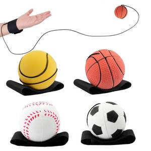 lot 16410 image: SAYAYA 4 PCS Wrist Return Ball on a String 2.36 Inches Rebound Sport Balls with Elastic Strap Baseball Soccer Tennis Practice Party Favors, Wrist Exercise and Fun Play for Kids & Adults