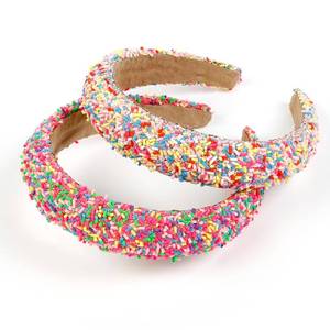 lot 16415 image: TEBIEKOY 2Pcs Easter Sprinkle Headbands for Women Cute Headbands Wide Padded Head Bands for Womens Hair Thick Donut Candy Hairbands Hair Accessories