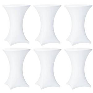 lot 16416 image: Lemict Cocktail Table Covers - 6 Pack 32x43 Inch Table Cloth - White Fitted Stretch Spandex Round High Top Tablecloth for Party, Bar, Birthday, Pub, Banquet