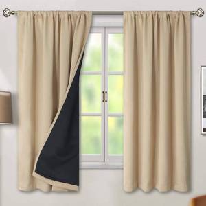 lot 16427 image: BGment Blackout Curtains for Living Room 63 Inch Length, 2 Panels Set Full Room Darkening Window Curtains, Thermal Insulated Noise Reduce Curtains with Rod Pocket, 38 Inch Wide, Beige