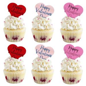 lot 16482 image: BEISHIDA 12pcs Happy Valentines Day Cupcake Topper Heart Acrylic Cupcake Decoration Red Pink Hot Pink Discs Mirror Sweet Heart Valentine Cupcake Picks Wedding Anniversary Engagement Party Supplies