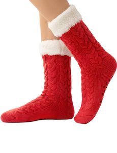 lot 16486 image: Socksy Womens Winter Super Thick Fuzzy House Slipper Socks With Grips - Fluffy Cozy Warm Fleece Soft Grippers Non-Slip For Barefoot Pregnant Women And Elderly Perfect Christmas Holiday Gifts