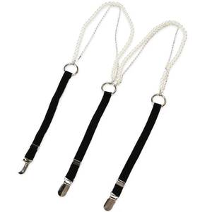 lot 16487 image: Womens Pearl Suspenders, Fashion Rhinestone Chain Y-Shape Suspender Belts for Lady, Girl, Bridal, Adjustable Elastic Braces with 3 Metal Clips, Cute Wide Suspenders for Pants, Skirt, Christmas Gift