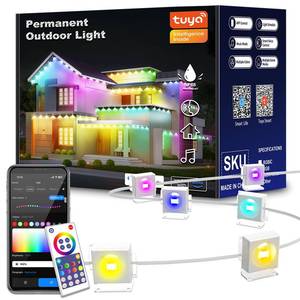 lot 16489 image: 50ft Permanent Outdoor Lights with 30 LEDs, IP68 Waterproof Smart RGBIC LED Christmas Light with 75 Scene Modes, Holiday Lights for Christmas Outdoor Decor, Work with Wi-Fi, Alexa & Google Assistant