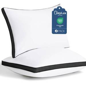 lot 17304 image: CozyLux Pillows Queen Size Set of 2, Soft and Supportive 3D Down Alternative Bed Pillow for Sleeping 2 Pack Black, Luxury Hotel Quality Gusseted Bedding Pillow for Back, Stomach or Side Sleepers 18x28