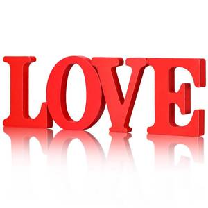 lot 18031 image: Chuangdi Valentines Day Decorations Love Sign Table Centerpiece Tabletop Sign Wooden Block Cutout Signs for Decoration, Valentines Day Tiered Tray Decor for Home Wedding Party