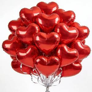 lot 18036 image: 18 Inch Red Heart Balloons, 20 Pcs Heart Shaped Foil Balloons for Valentine��s Day, Wedding, Birthday - 20 Red Balloons set- Support Helium - Party Decorations