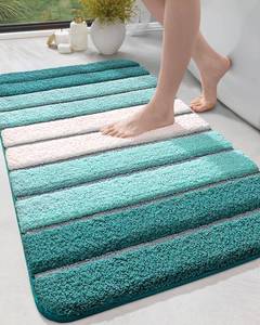 lot 18040 image: DEXI Bath Mats for Bathroom, 24x43 Absorbent Microfiber Bath Mat Quick Dry, Washable Bathroom Rugs with Non Slip Backing for Shower Floor, Turquoise