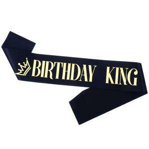 lot 18059 image: Piriuuo Birthday King Sash, Gold Foil Letter and Black Satin Birthday Sash for Men Birthdays Boy Sashes for Mens Birthdays Party Favors (Black)