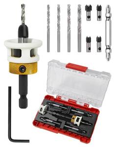 lot 18080 image: Gubeter Carbide Tipped Countersink Drill Bits Set with Low Friction Depth Stop,Replace HSS Pilot Drill Bit, 14 Quick Change Hex Shank Countersink Bit Set for Wood, Plastic, Woodworking
