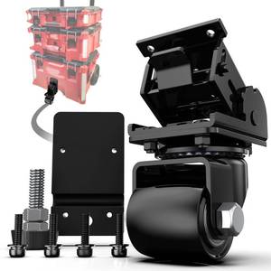 lot 18090 image: Upgraded Steel Front Caster Wheel Kit fit for Milwaukee 48-22-84278426 Packout Tool Box - 220 Lbs Capacity, Folding Design for Easy Storage & Shipping