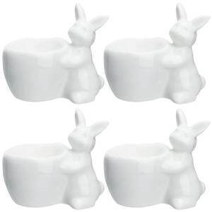 lot 18094 image: 4 Pcs Easter Bunny Ceramic Egg Cup Egg Holders for Breakfast Brunch Hard and Soft Boiled Egg Stand Holder White Egg Storage Containers Bunny Tealight Candle Holder for Easter Table Kitchen Decoration
