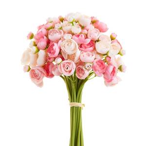 lot 18096 image: Sahoottie Ranunculus Artificial Flower Pink Faux Silk Mini Peony Flowers Fake Peonies Wedding Flowers DIY Bouquet for Centerpieces Arrangements Bridal Shower Decorations 15 Pcs