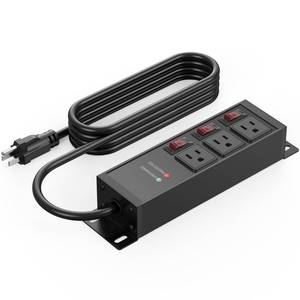 lot 19705 image: CCCEI 3 Outlet Heavy Duty Surge Protector Power Strip 20 Amp Individual Switches. 12 Gauge Extension Cord, Overload, Ground Protection. Garage Wall Mount Electric Extender, 6FT, Black.