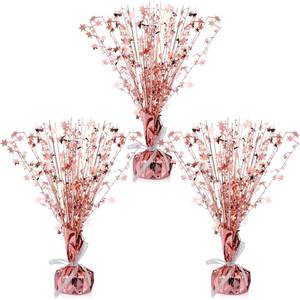 lot 19722 image: Crowye 3 Pieces Metallic Foil Spray Centerpiece Valentines Day Table Decoration Party Star Burst Centerpieces Fall Table Decor for Birthday New Year 2026 Party Holiday(Rose Gold)