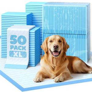 lot 19724 image: 50-Pack Extra Large Pee Pads - 34 x 28 Puppy Pads for Dogs with 6-Layer Leakproof Protection, Disposable and Quick-Dry Dog Pads with High Absorbency for Easy Potty Training