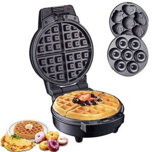 lot 19731 image: KOLENSA Donut Maker, 3 in 1 Electric Cartoon Snack Cake Machine��Waffle Sandwich Detachable Dessert Toaster, with 3 Removable Interchangeable Non Stick Plates, Breakfast Afternoon Tea Use