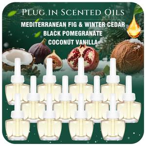 lot 19747 image: Plug In Refills, Mediterranean FIG, Black Pomegranate, Coconut Vanilla, Winter Cedar, for Home and Bathroom 7.92 Fl Oz, 12 Count, Compatible with Air Wick & Glade, Not Include Glade Plus