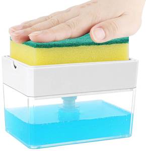 lot 20340 image: Premium Quality Soap Dispenser with Added Features for Kitchen - Sponge Holder Sink Dish Washing Soap Dispenser White