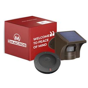 lot 20352 image: eMACROS Non-APP Wireless Driveway Alarm �� 12 Mile Solar Motion Sensor with Plug-in Receiver for Driveways, Homes, Large Properties, Weatherproof Outdoor Security System