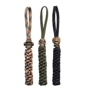 lot 20353 image: SICOLAS Knife Lanyards with Skull Beads - Paracord Braided Lanyard.Replacement Line for Outdoor Survival, Camping, Emergency and Every Day Use.Pack 3 pcs (Bronze)