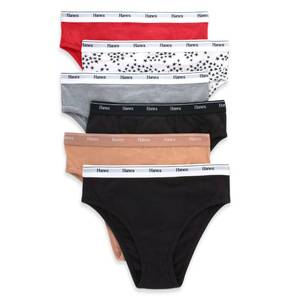 lot 20363 image: Hanes Originals Womens Underwear Hi-Leg Pack, Stretch-Cotton Hi-Leg Panties, Basic Assorted Colors, 6-Pack