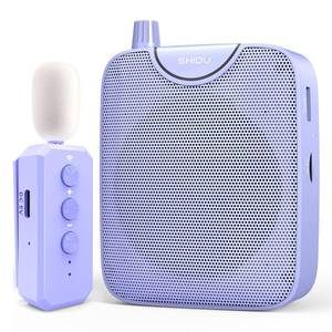 lot 20373 image: SHIDU 35W Power Voice Amplifier with Bluetooth Wireless Lavalier Microphone, Portable Teacher Mic with Speaker Personal Clip On Microphone System for Teacher Meeting Training-M500 (Purple)