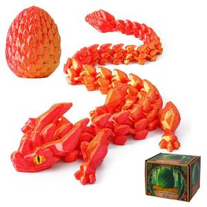 lot 20380 image: SYEFKJSA 3D Printed Dragon Eggs with Dragon Inside - 12Inch,Articulated Fidget 3D Printed Animals, Interesting Decorative Gift, Easter Basket Essentials Stuffers (Laser Red)