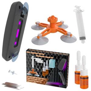lot 20385 image: Brennenstuhl Windshield Repair Kit for Chips and Cracks, Rock Chip Repair Kit Windshield, for All Car Windshield Crack Repair Kit to Repair Scratches, with Curing and Pressurizing Device