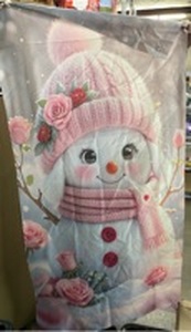 lot 20405 image: Pink Rose Snowman Winter decoration (34��x69��)