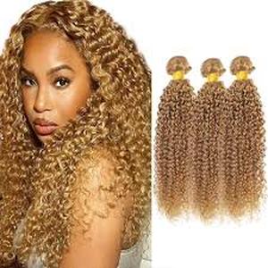 lot 14051 image: Honey Blonde Curly Hair Extensions