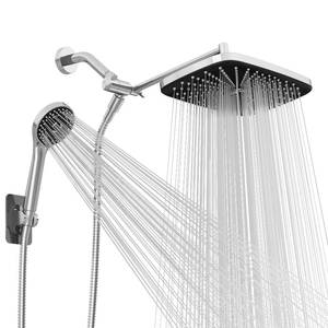 lot 3219 image: Seacity Wide Rain Shower Head With 5 Modes Handheld Showerheads, High Pressure Showerhead Combo with Extension Arm for Bathroom Accessories, Adjustable Shower Head with Anti-Clog Nozzles (Chrome)