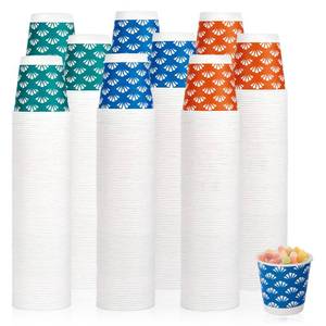 lot 3230 image: JollyPack 1200 Pack 3 oz Disposable Bathroom Paper Cups, Small Mouthwash Cups in Orange, Blue, and Green, Great for Candy, Biscuits, Bathroom Use, Parties, Picnics, and Travel