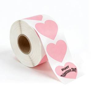 lot 4038 image: 600PcsRoll - 2 Pink Heart Thermal Labels, Waterproof & Oil-Resistant Heart Stickers, Thermal Printer Labels for Valentines Day, Wedding Gift Tags, Business Logo, Pricing, and Address