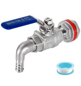 lot 4043 image: HGKEKE Full Port Valve- 12 Inch Elbow Barb Stainless Steel Ball Valve Fitting Kit Weldless Bulkhead for Homebrew Brewing KettleMash Tun Thread & Beer Pot Spigot (12 NPT to 12 Barb Hose)