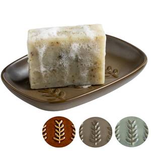 lot 4048 image: Miamolo Soap Dish Soap Holder Shower, Ceramic Soap Dishes for Bar Soap Sponge, Farmhouse Shower Soap Dish, Large Soap Saver Tray for Bathroom Kitchen Sink, Easy Cleaning, Extend Soap Life, Brown