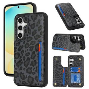 lot 4050 image: iCoverCase Compatible with Samsung Galaxy S24 FE Case with Card Holder, Wallet Case for Women Men RFID Blocking PU Leather Protective Phone Case for S24 FE (Black Leopard)