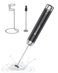 lot 4054 image: Maestri House Rechargeable Milk Frother with Stepless Speed Control, LunaFro Max Handheld Electric Foam Maker Waterproof Drink Mixer Foamer with Stand & Detachable Whisks for Lattes, Cappuccino