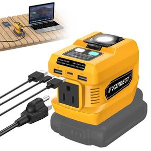 lot 4059 image: Kzreect 220W Power Inverter Compatible with DeWalt 20V18V Batteries (Battery Not Included), DC to 110V AC Converter with 1 AC Outlet, USB-C, Dual USB-A & 400LM LED �� Outdoor, Camping, Emergency Use