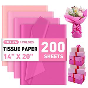 lot 4068 image: TUXIYA 200 Sheets Pink Tissue Papers 14x20 Inch, Mixed Pink Wrapping Tissue Paper Bulk for Valentines Day Gift Bags, Gift Wrap, Birthday Wedding Graduation DIY Crafts Holiday Flowers