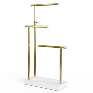 lot 4070 image: SRIWATANA Jewelry Organizer Display Extra Tall Necklace Holder 3 Tier Jewelry Tree Stand, Gift Idea (White & Gold)