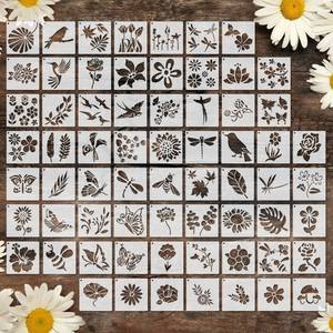 lot 4075 image: Marspark 66 Pcs Spring Small Stencils for Crafts Reusable 3 Inch Stencils for Painting on Wood DIY Craft Paint Template for Wall Home Decor Card Rock Canvas Drawing Holiday (Flowering Plants)