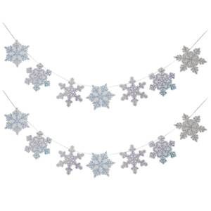 lot 4076 image: 2 Pack Frozen Snowflake Gradient Glitter Snowflake Banner for Winter Wonderland, Xmas & Birthday Parties