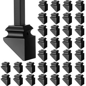 lot 4088 image: Funrous 48 Pack Iron Baluster Shoes Stair Flat Shoe with Screw for 12 Inch, Square Iron Balusters Wrought Spindles for Staircase Slant Shoes with Screw, Satin Black