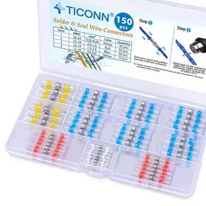 lot 4093 image: TICONN 150 PCS Solder Seal Wire Connectors, Heat Shrink Butt Connectors, Waterproof and Insulated Electrical Wire Terminals, Butt Splice (150PCS)