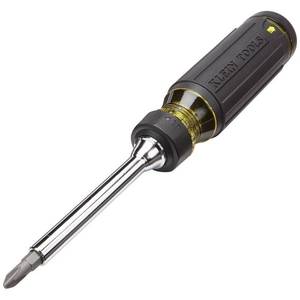 lot 4104 image: Klein Tools 32305 Multi-bit Ratcheting Screwdriver, 15-in-1 Tool with Phillips, Slotted, Square, Torx and Combo Bits and 14-Inch Nut Driver