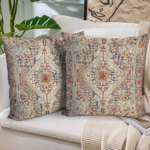 lot 4124 image: BUAEL Boho Throw Pillow Covers 20x20 inch Set of 2,Bohemian Vintage Carpet Pattern Antique Ethnic Decor Double Sided Pattern Cushion Cover Soft Pillow Case Living Sofa Room Bed Square Pillow Cover