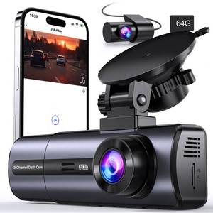 lot 4125 image: 3 Channel 4K Dash Cam with 5GHz WiFi & APP Control, 4K2.5K1080P1080P Front Inside and Rear, Triple Dash Camera with 64GB Card, G-Sensor, 24 Hours Parking Mode, Loop Recording, Night Vision