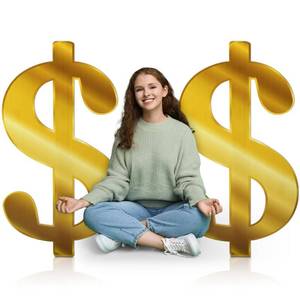 lot 4131 image: Geelin 2 Pcs 3.3 ft Dollar Sign Party Decor Us Money Foil Silhouette Sign Cardboard Cutout Stand up Money Us Dollar Birthday Bachelorette Stand-up Cutout for Casino Night Theme Party Supplies